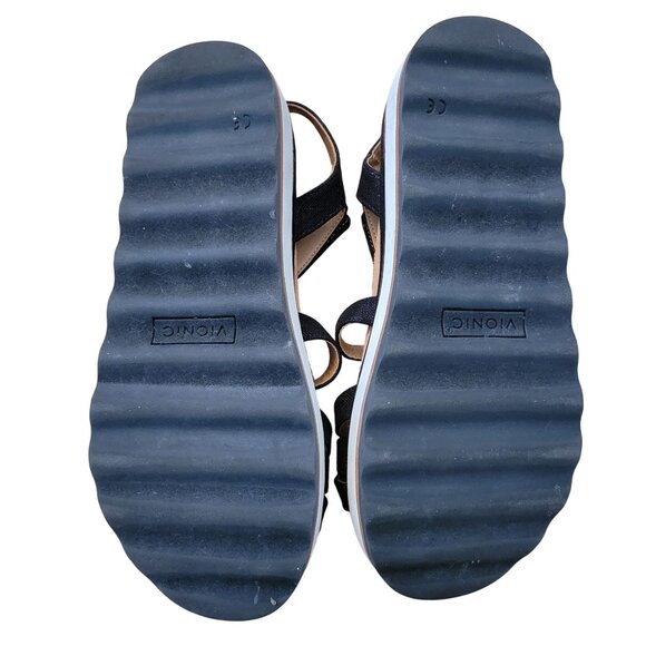 Vionic 8 Black Strappy Platform Sandals KELLYN Open Toe Summer - Picture 4 of 11